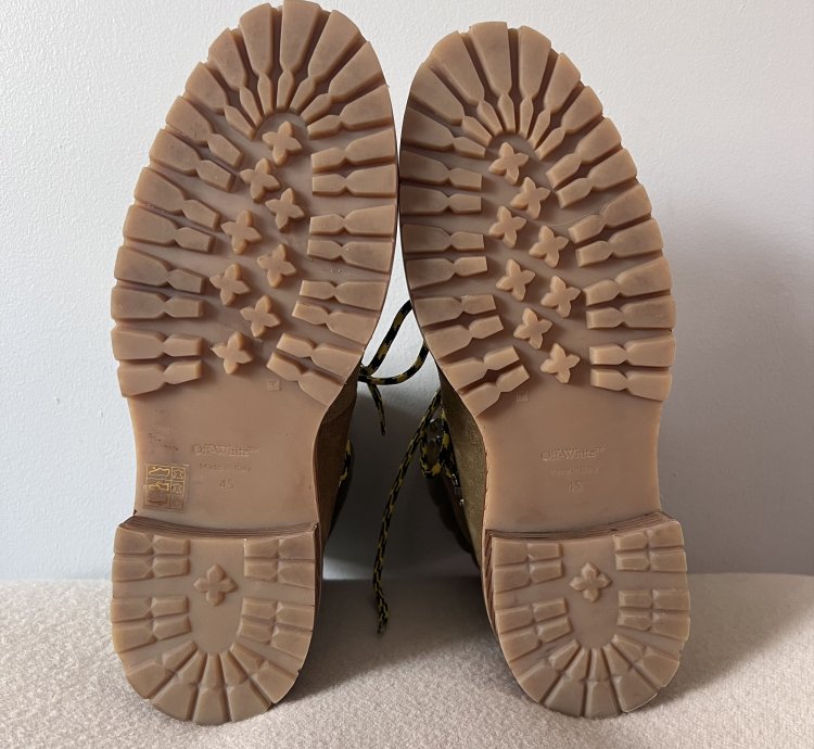 Off White Gstaad Suede Lace Up Boots In Sand Green