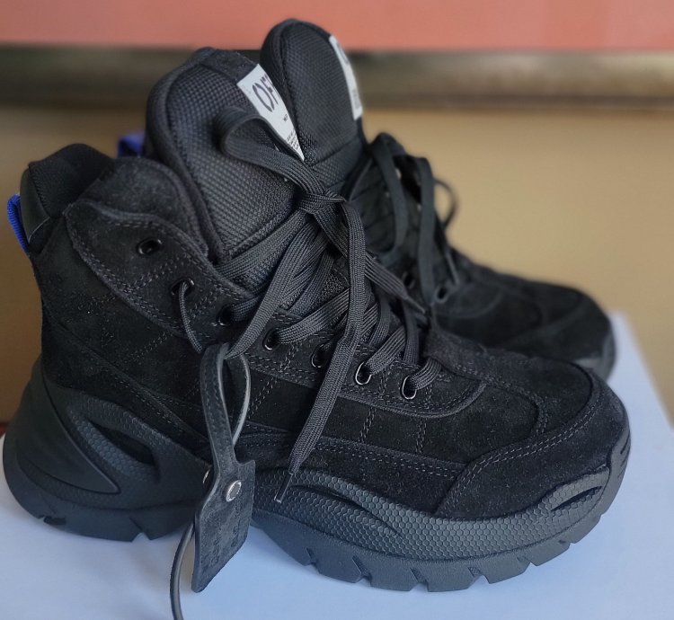 Off White High Top Hiker Boots Black