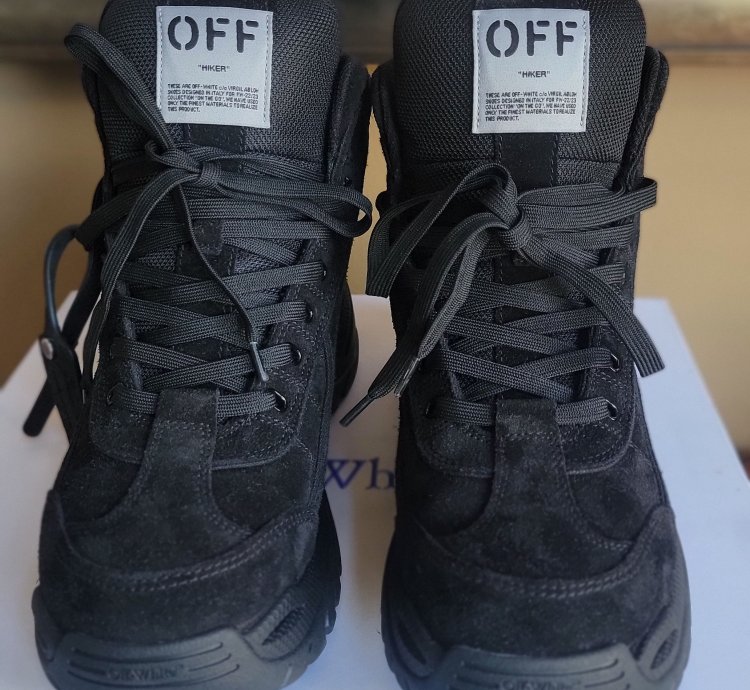 Off White High Top Hiker Boots Black