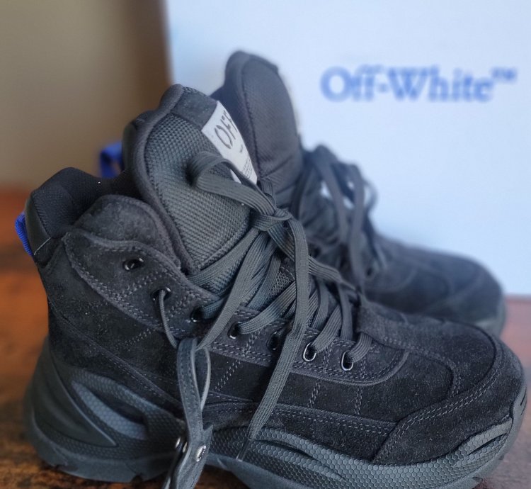 Off White High Top Hiker Boots Black