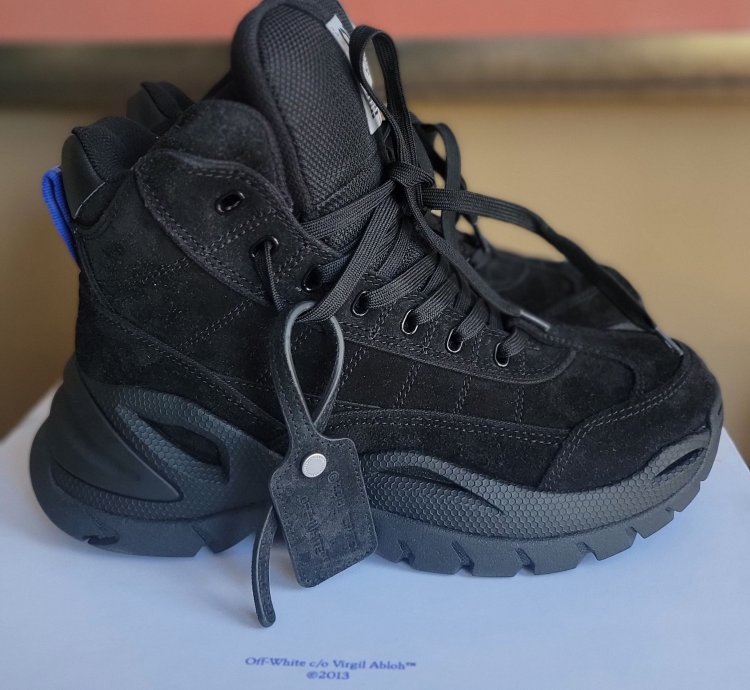 Off White High Top Hiker Boots Black