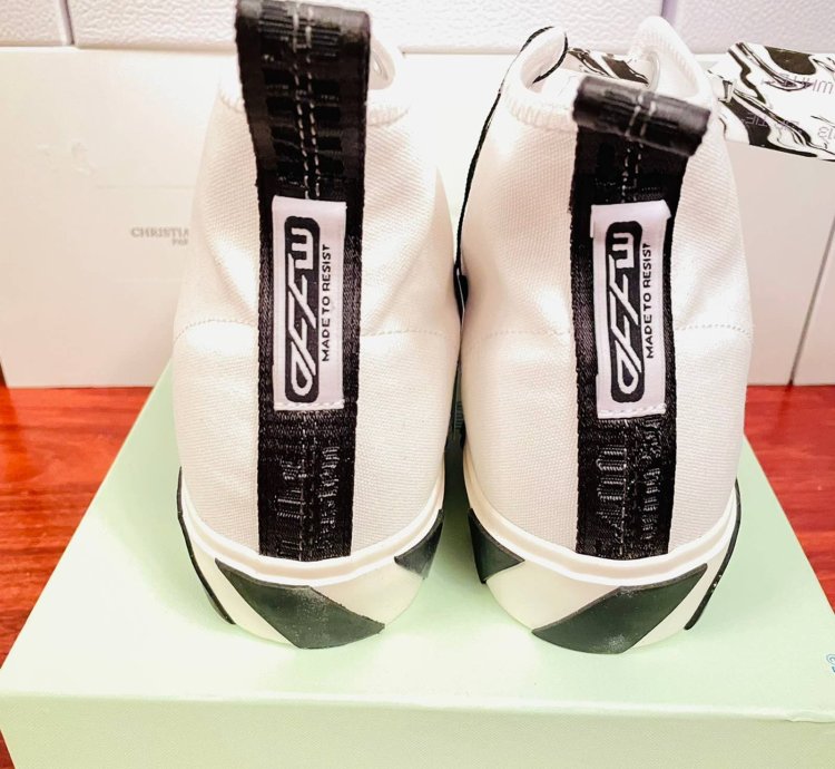 Off White Mid-top Sneakers - Vulcanized Shoes