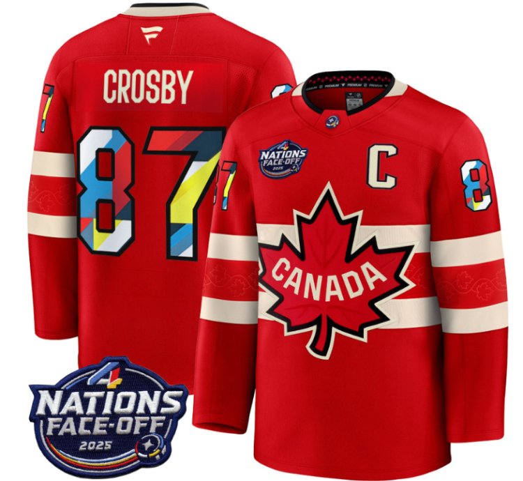 Mens Sidney Crosby Jersey 87 Canada 4 Nations Face-off 2025 V2 Stitched Red