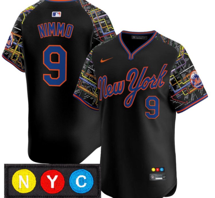 Brandon Nimmo Jersey 9 New York Mets Subway Style Vapor Premier Limited Stitched Black