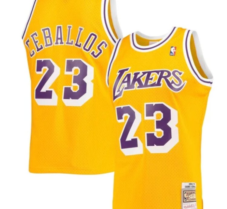 Cedric Ceballos Los Angeles Lakers 199495 Hardwood Classics Swingman Jersey - Gold