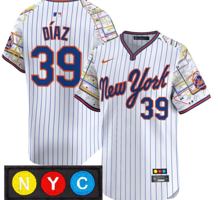 Edwin Díaz Jersey 39 New York Mets Subway Style Vapor Premier Limited Stitched Pinstripe