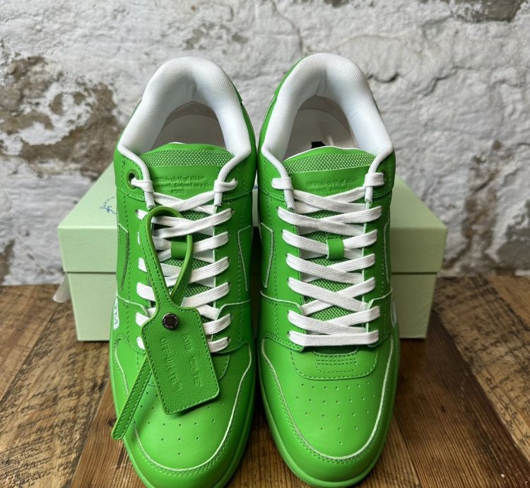 Off White Out Of Office Green Spellout Sneaker Size 11 New