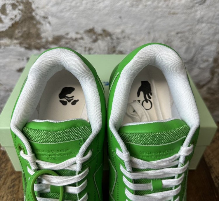Off White Out Of Office Green Spellout Sneaker Size 11 New