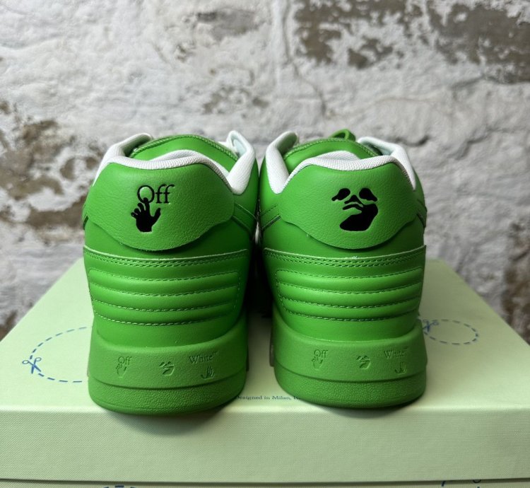 Off White Out Of Office Green Spellout Sneaker Size 11 New