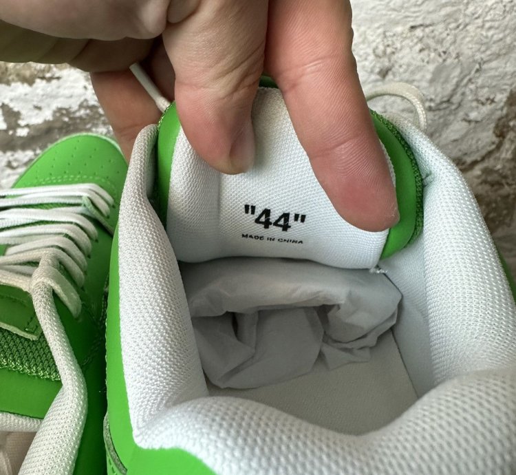 Off White Out Of Office Green Spellout Sneaker Size 11 New