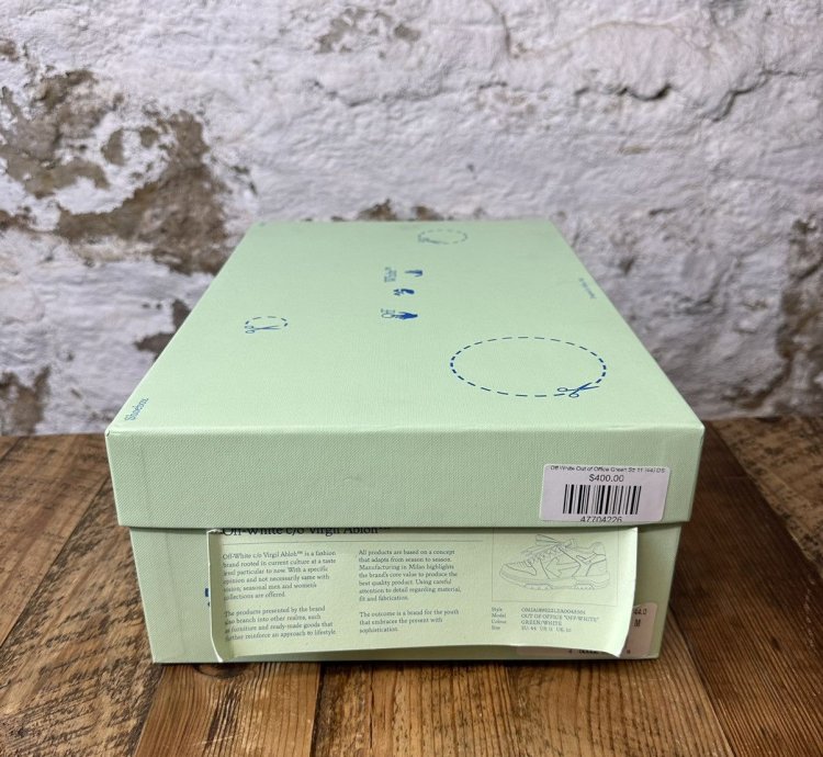 Off White Out Of Office Green Spellout Sneaker Size 11 New