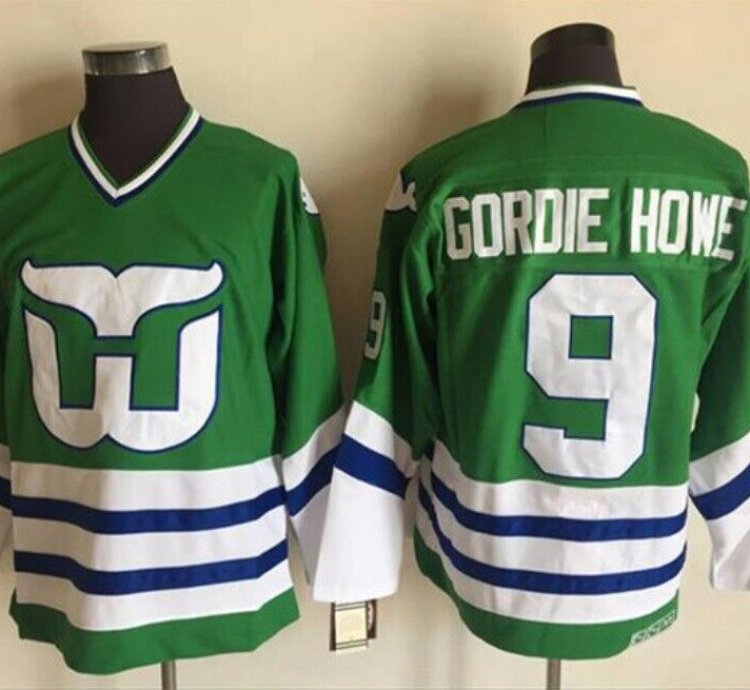 Mens Vintage Gordie Howe Jersey 9 Hartford Whalers Stitched