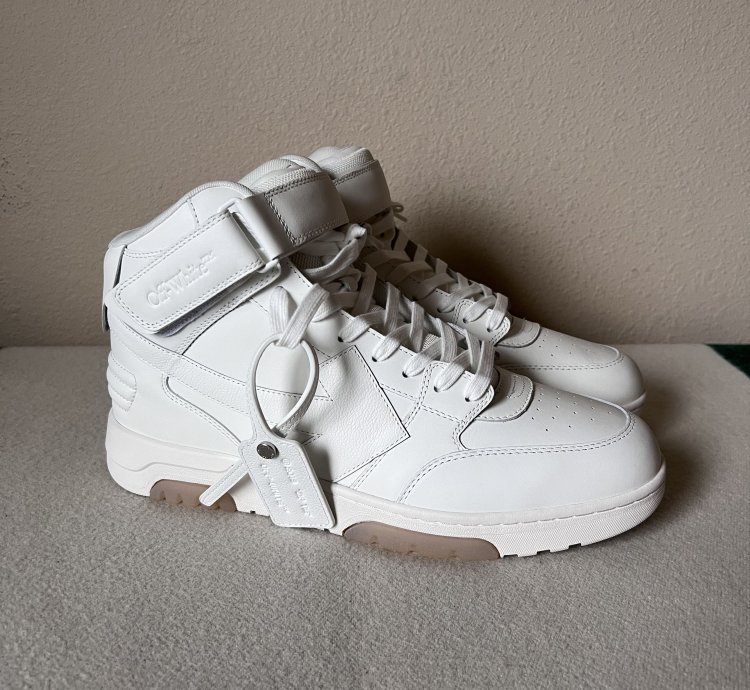 Off White Out Of Office Mid Top In White Leather