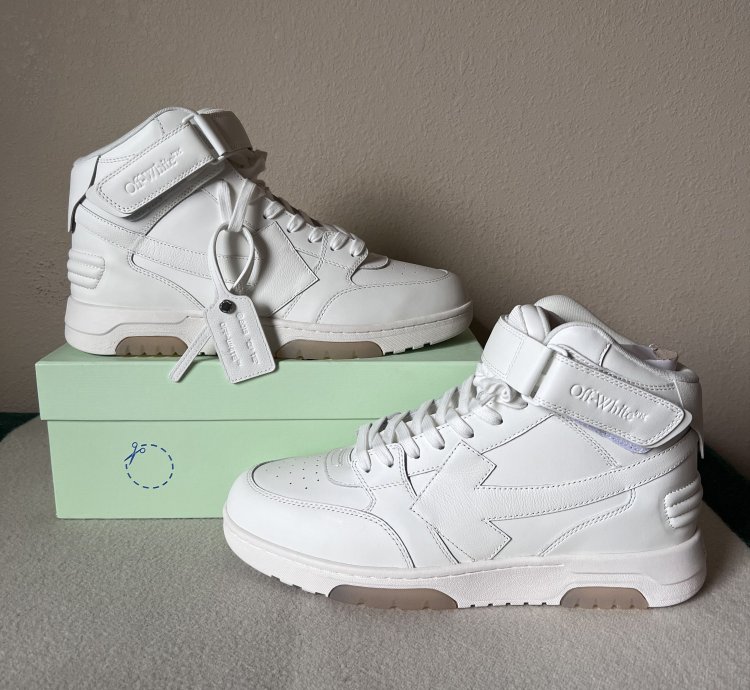 Off White Out Of Office Mid Top In White Leather