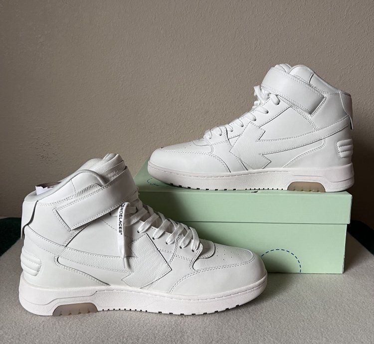 Off White Out Of Office Mid Top In White Leather