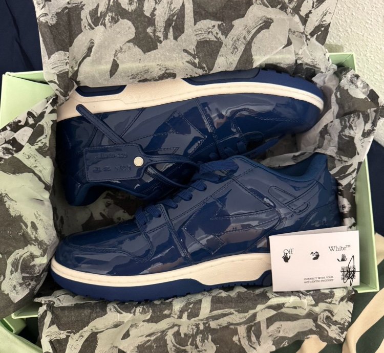 Off White Out Of Office Patent Leath Blue