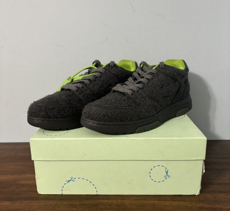 Off White Out Of Office Sneakers Black Wool Green
