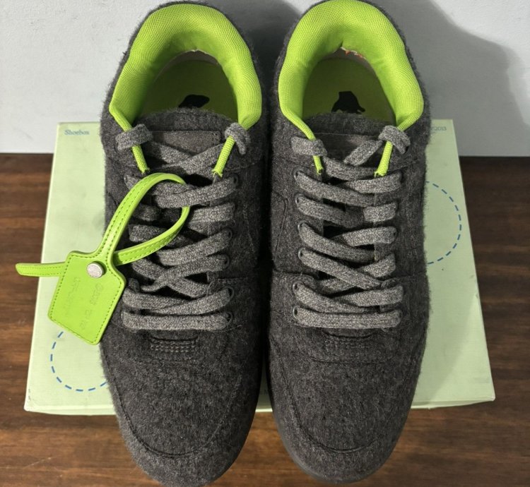 Off White Out Of Office Sneakers Black Wool Green
