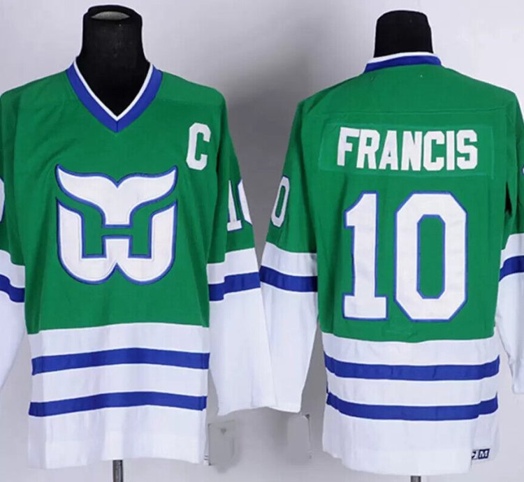 Mens Vintage Ron Francis Jersey 10 Hartford Whalers Stitched Green