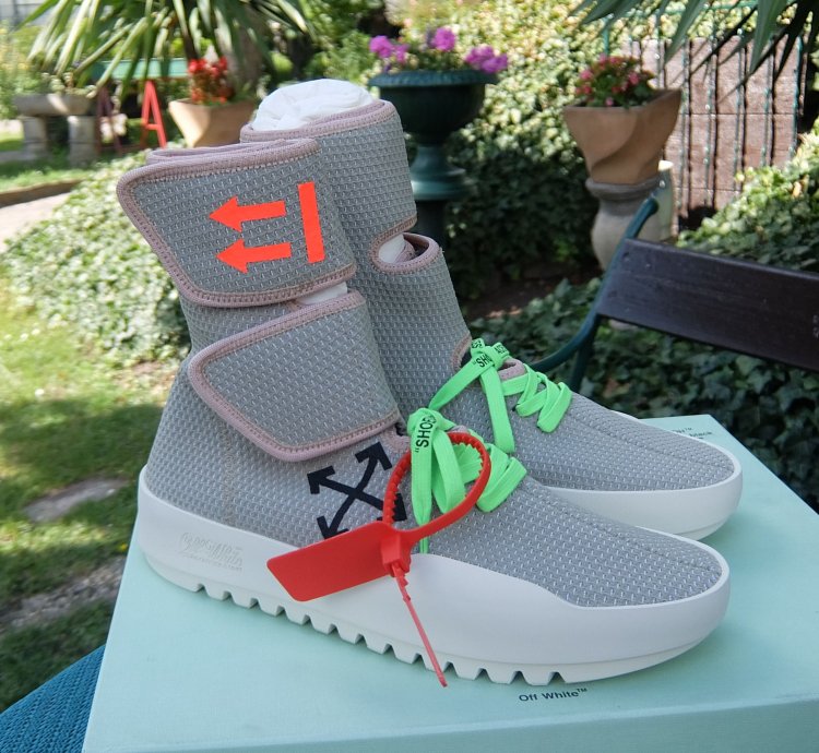Off White Sneakers 42 Grey High Top Shoe Shoes Sneaker