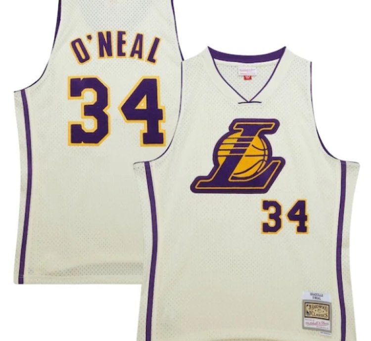 Shaquille Oneal Los Angeles Lakers Chainstitch Swingman Jersey - Cream