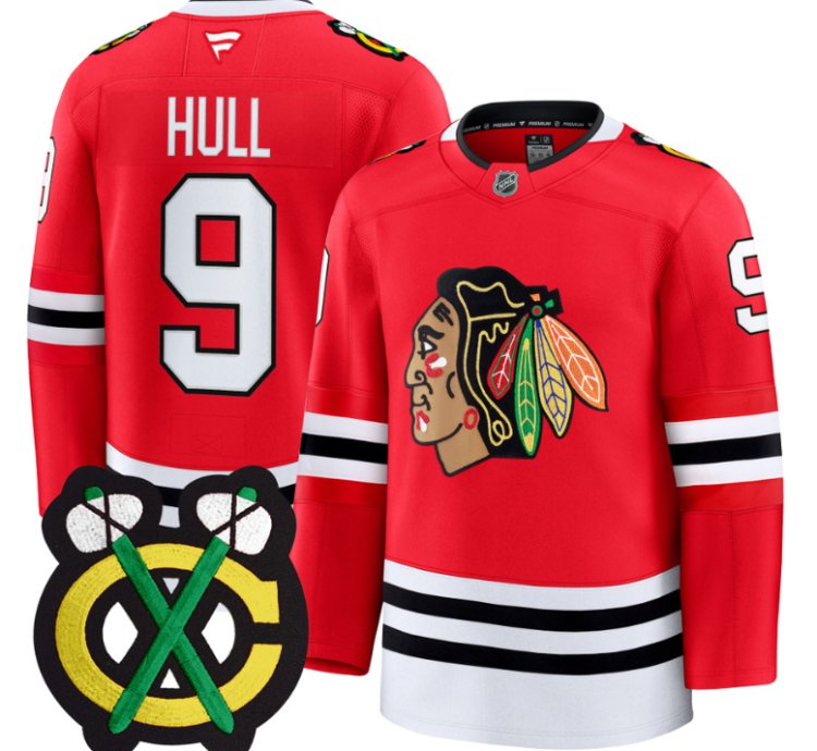 Bobby Hull Jersey 9 Chicago Blackhawks Premium All Stitched Red