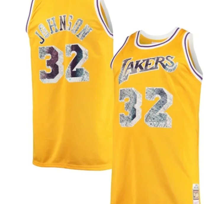 Magic Johnson Los Angeles Lakers Big Tall 198485 Nba 75th Anniversary Diamond Swingman Jersey - Gold