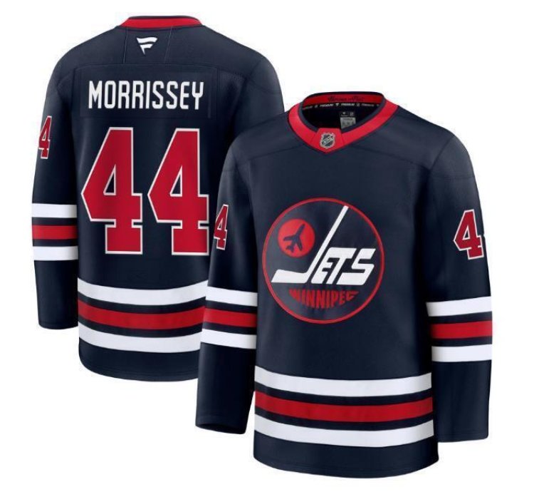 Custom Josh Morrissey Jets Jersey - Alternate Navy All Stitched