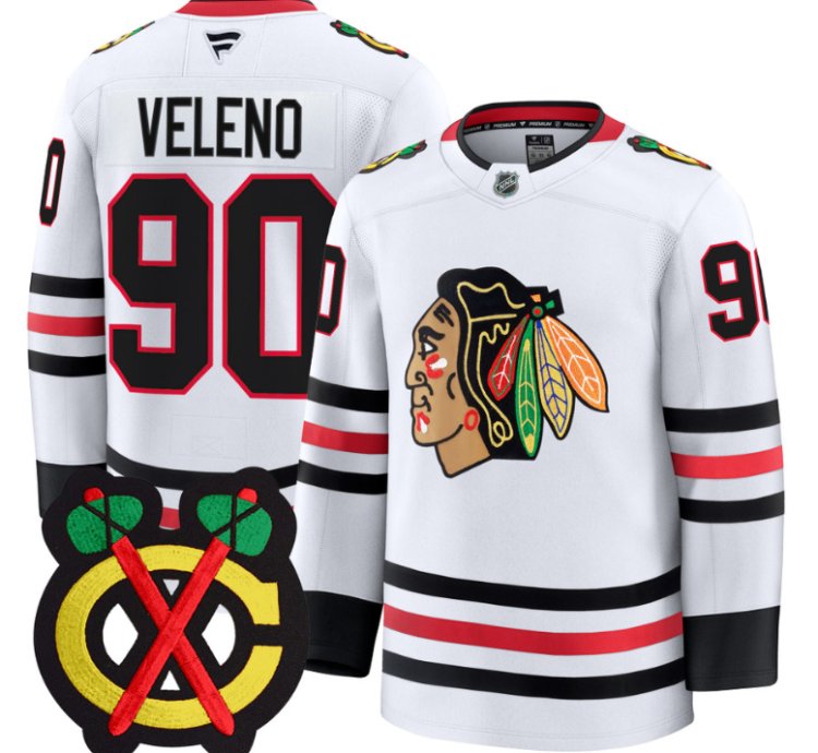 Joe Veleno Jersey 90 Chicago Blackhawks Premium All Stitched White