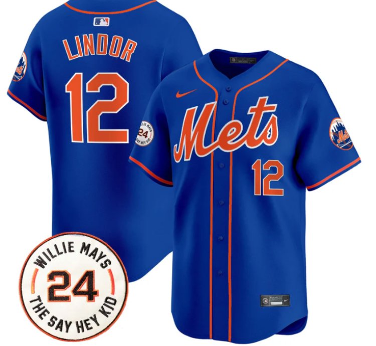 Francisco Lindor Jersey 12 Mets Willie Mays Patch Vapor Premier Limited Stitched Royal