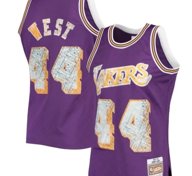Jerry West Los Angeles Lakers 197172 Hardwood Classics Nba 75th Anniversary Diamond Swingman Jersey - Purple