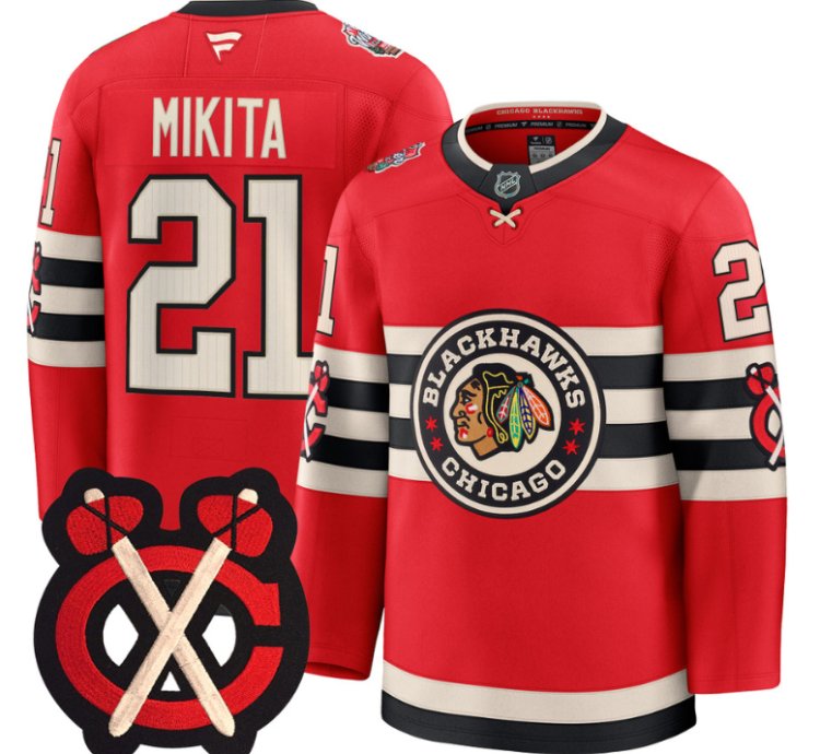 Stan Mikita Jersey 21 Chicago Blackhawks Winter Classic Patch Stitched Red