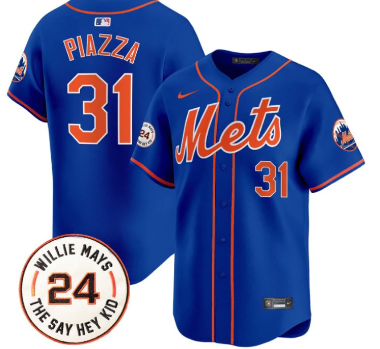 Mike Piazza Jersey 31 Mets Willie Mays Patch Vapor Premier Limited Stitched Royal