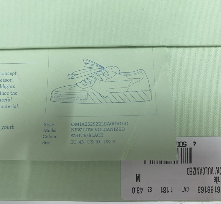 Off-white New Low Vulcanized Sneaker Black Bone