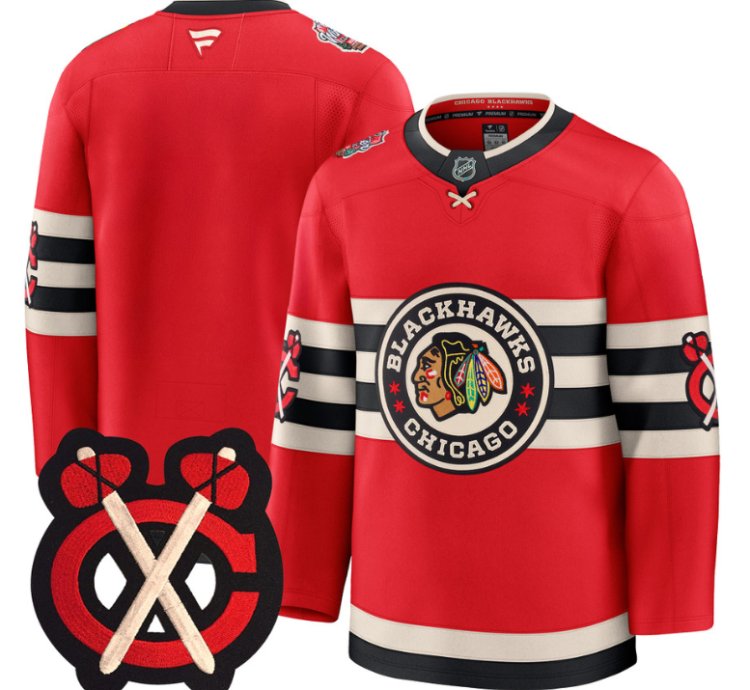Team Jersey Chicago Blackhawks Winter Classic Patch Premium Stitched Red