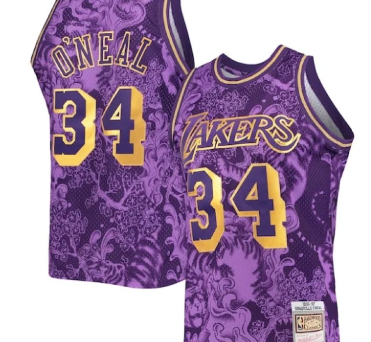 Shaquille Oneal Los Angeles Lakers Hardwood Classics 199697 Lunar New Year Swingman Jersey - Purple