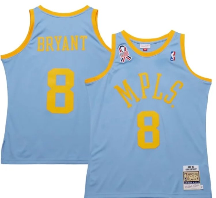 Los Angeles Lakers Kobe Bryant Powder Blue 200102 Hardwood Classics Authentic Player Jersey