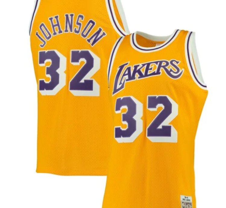 Magic Johnson Los Angeles Lakers 198485 Big Tall Hardwood Classics Swingman Jersey - Gold