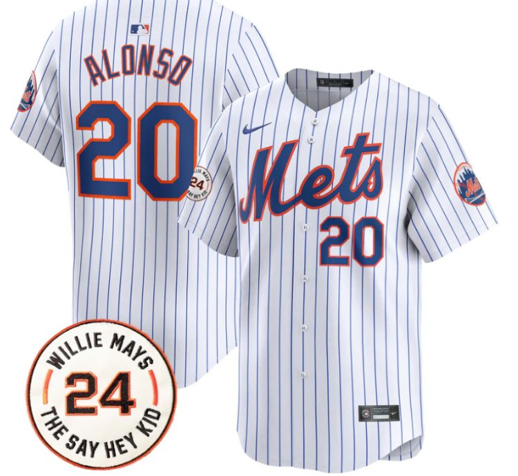 Pete Alonso Jersey 20 Mets Willie Mays Patch Vapor Premier Limited Stitched White Gold