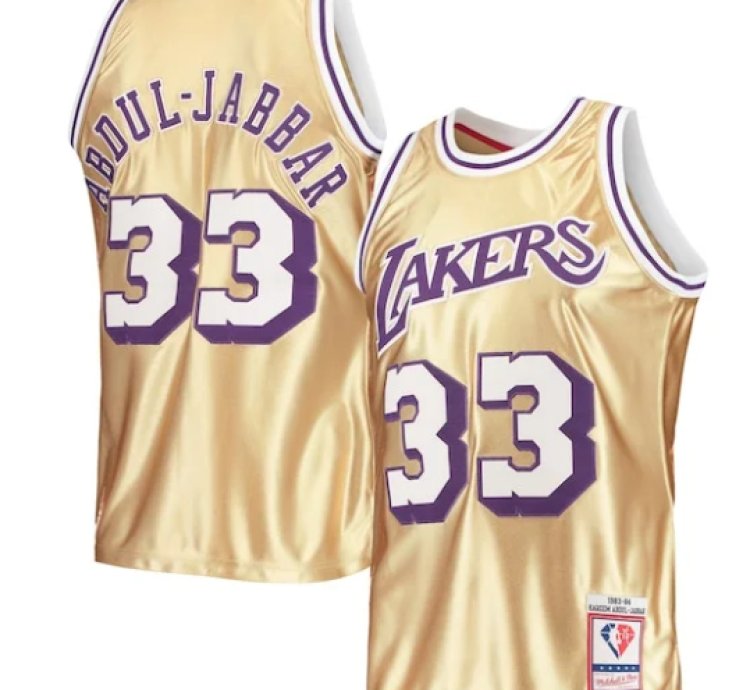 Kareem Abdul-jabbar Los Angeles Lakers 75th Anniversary 198384 Hardwood Classics Swingman Jersey - Gold