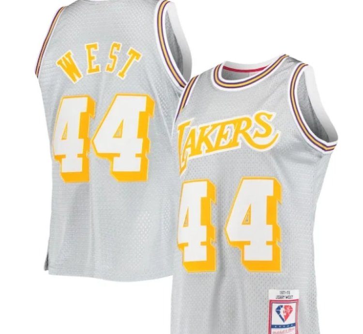 Jerry West Los Angeles Lakers 75th Anniversary 197172 Hardwood Classics Swingman Jersey - Silver