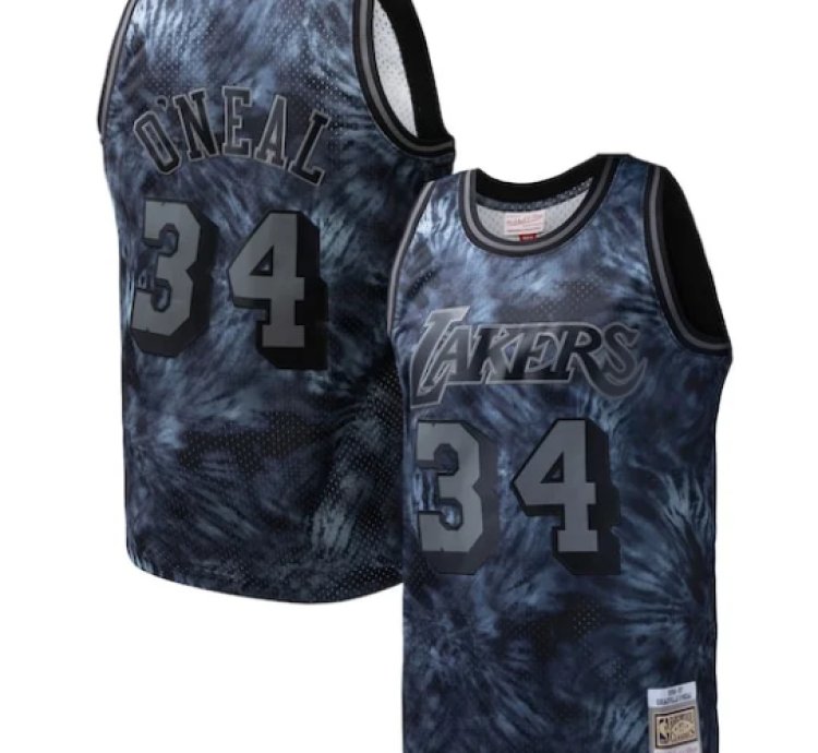 Shaquille Oneal Los Angeles Lakers Hardwood Classics 199697 Tie-dye Swingman Jersey - Black