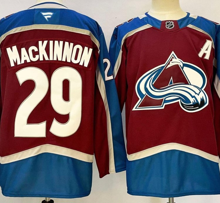 Custom Men Nathan Mackinnon Avalanche Burgundy Jersey All Stitched