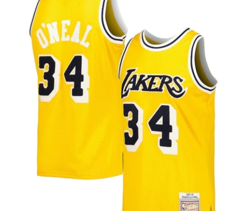 Shaquille Oneal Los Angeles Lakers 199697 Hardwood Classics Off-court Swingman Jersey - Yellow