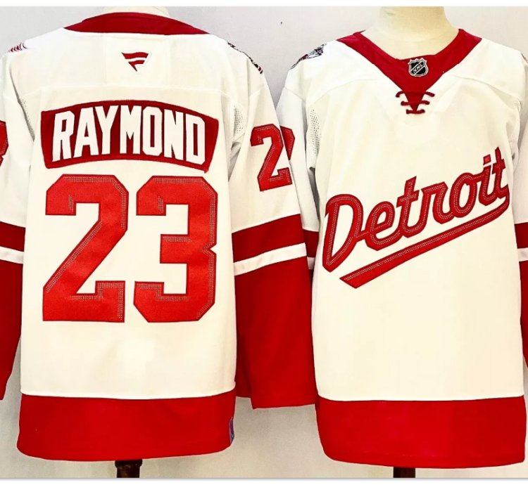 Lucas Raymond Jersey 23 Detroit Red Wings 2025 Stadium Series Stitched White