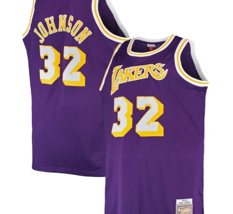 Magic Johnson Los Angeles Lakers Big Tall 198485 Hardwood Classics Swingman Jersey - Purple