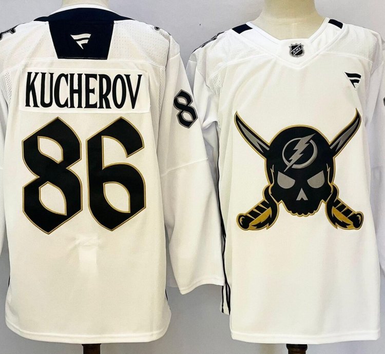 Custom Men Nikita Kucherov Lightning White Jersey All Stitched
