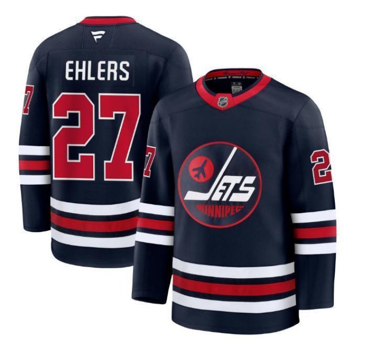 Custom Nikolaj Ehlers Jets Jersey - Alternate Navy All Stitched