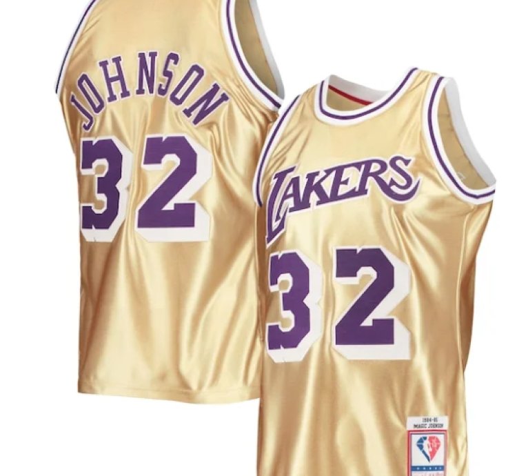Magic Johnson Los Angeles Lakers 75th Anniversary 198485 Hardwood Classics Swingman Jersey - Gold