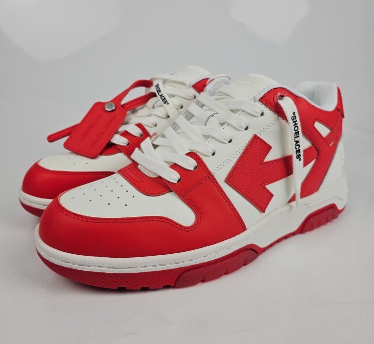 Off-white Out Of Office Men White And Red Sneakers New